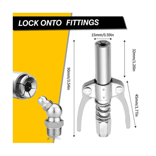 2pcs Double Handle Grease Nipple Coupler Double Handle Quick Lock Release Grease Ends Couplers Comp 1