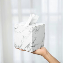 (As show, One size) Tissue Box Cover,tissue Box Cover Square,marble Stripes Tissue Box Cover,tissue Box Holder For Bathroom Accessories,pu Leather Tissue Holder,marble St