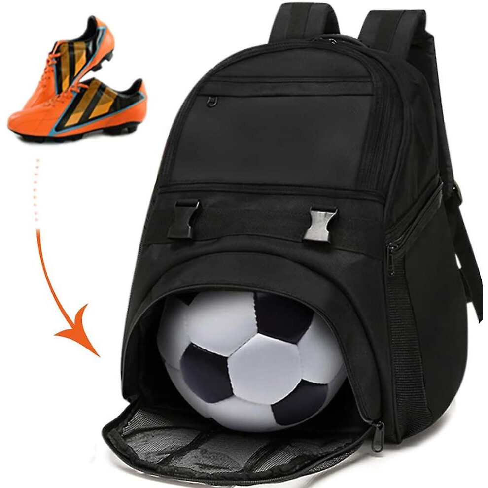 Youth Soccer Bags - Sports Backpacks For Soccer, Basketball, Football With Ball Holder For Boys Girls - Black