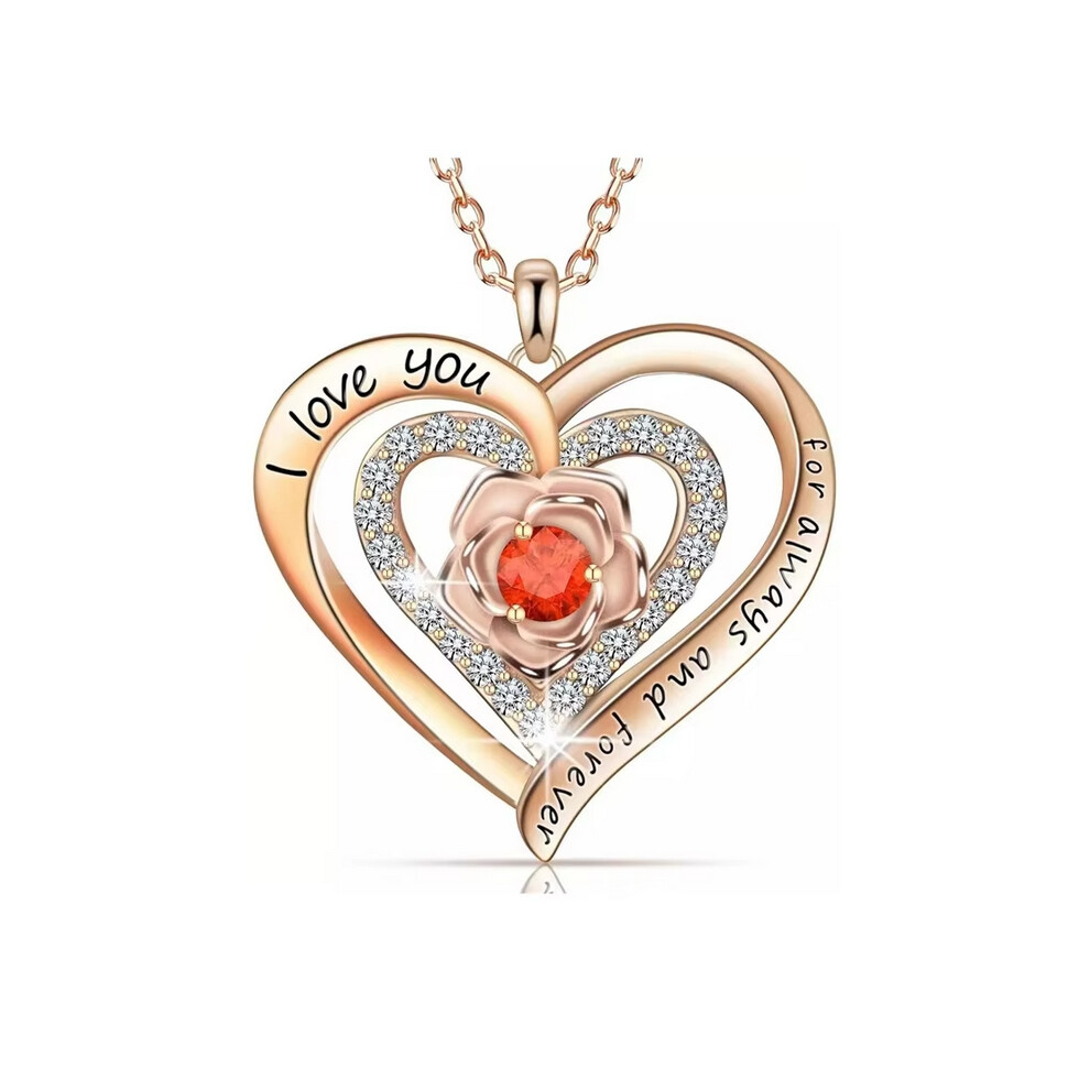 Photos - Pendant / Choker Necklace  Luxury Red Zircon Pendant Necklaces With Rose Flower Gift Box For Girlfriend Women I Love You Gifts  Trendy W 2024(RG-135-4)