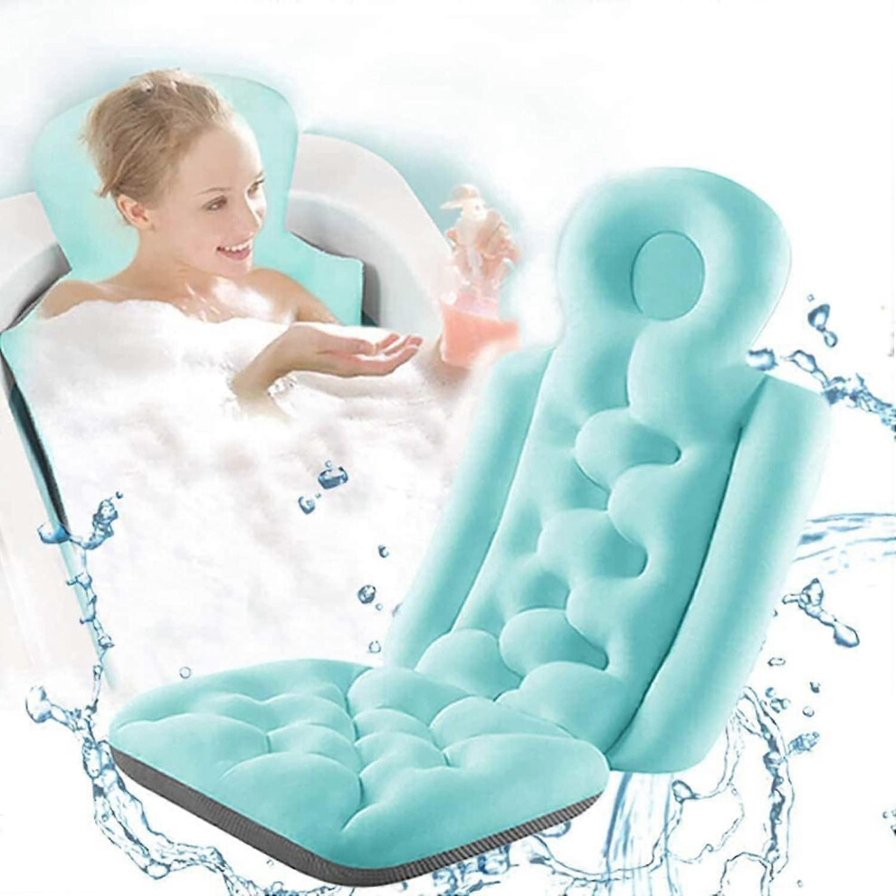 (blue, A) Large Full Body Bath Pillow Adult Bath Cushion Spa Shower Bathtub Suction Pillow,50% Offer