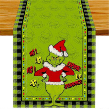(B, One size) How The Grinch Stole Christmas Tablecloth Table Runner Xmas Winter Holiday Home Kitchen Dining Room Decor 13x70 Inch