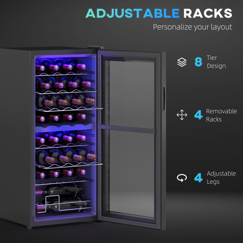 Homcom HOMCOM 86L Dual Zone Wine Cooler with Adjustable Temperature Control, Black 2