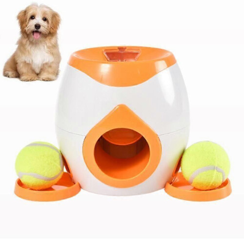 (Orange, One size) Dog Automatic Ball Launcher With Balls Durable Ball Throwing Machine For Small Medium Dog