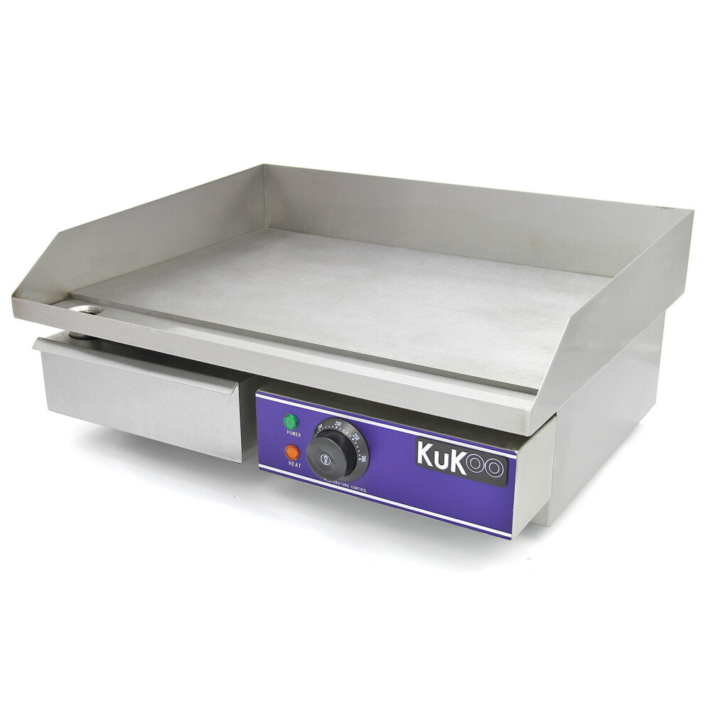 Electric Griddle Countertop Commercial 50cm Hot Plate BBQ Grill Stainless Steel