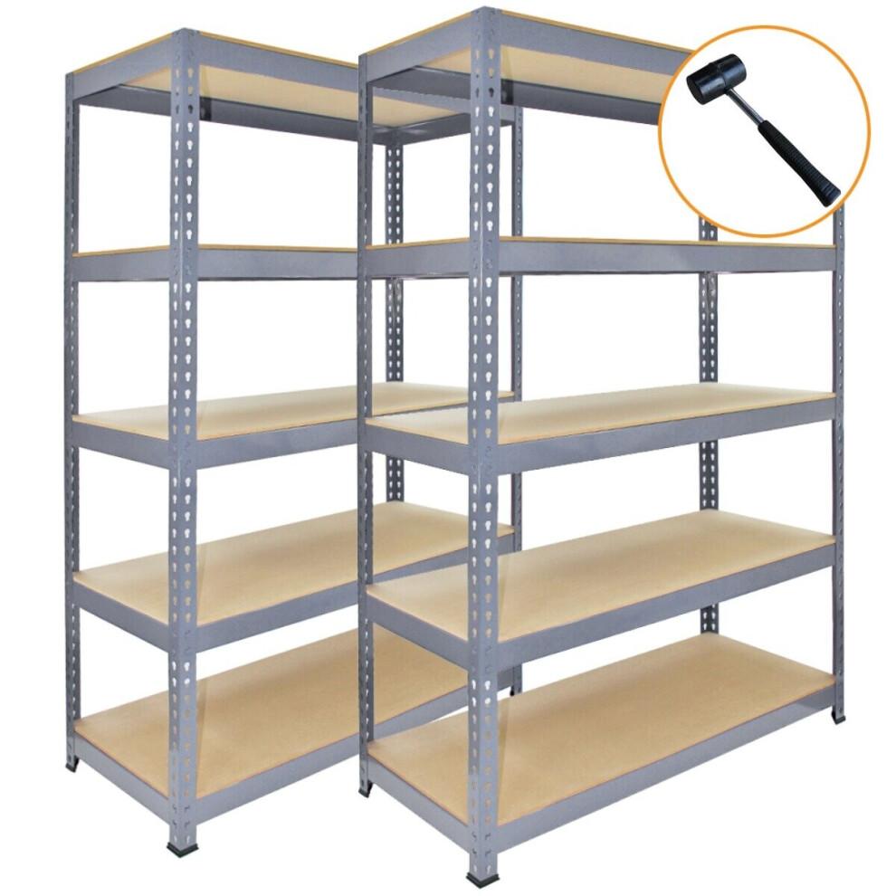 10 x Grey Racking Unit 5 Tier Garage Storage Warehouse Shelving 120x50x180cm