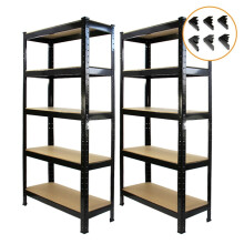 Monster Stellingen 2 x Zwart Stellingen Eenheid 5 Tier Garage Opslag Magazijn Opschorten 75 x 150 x 30cm