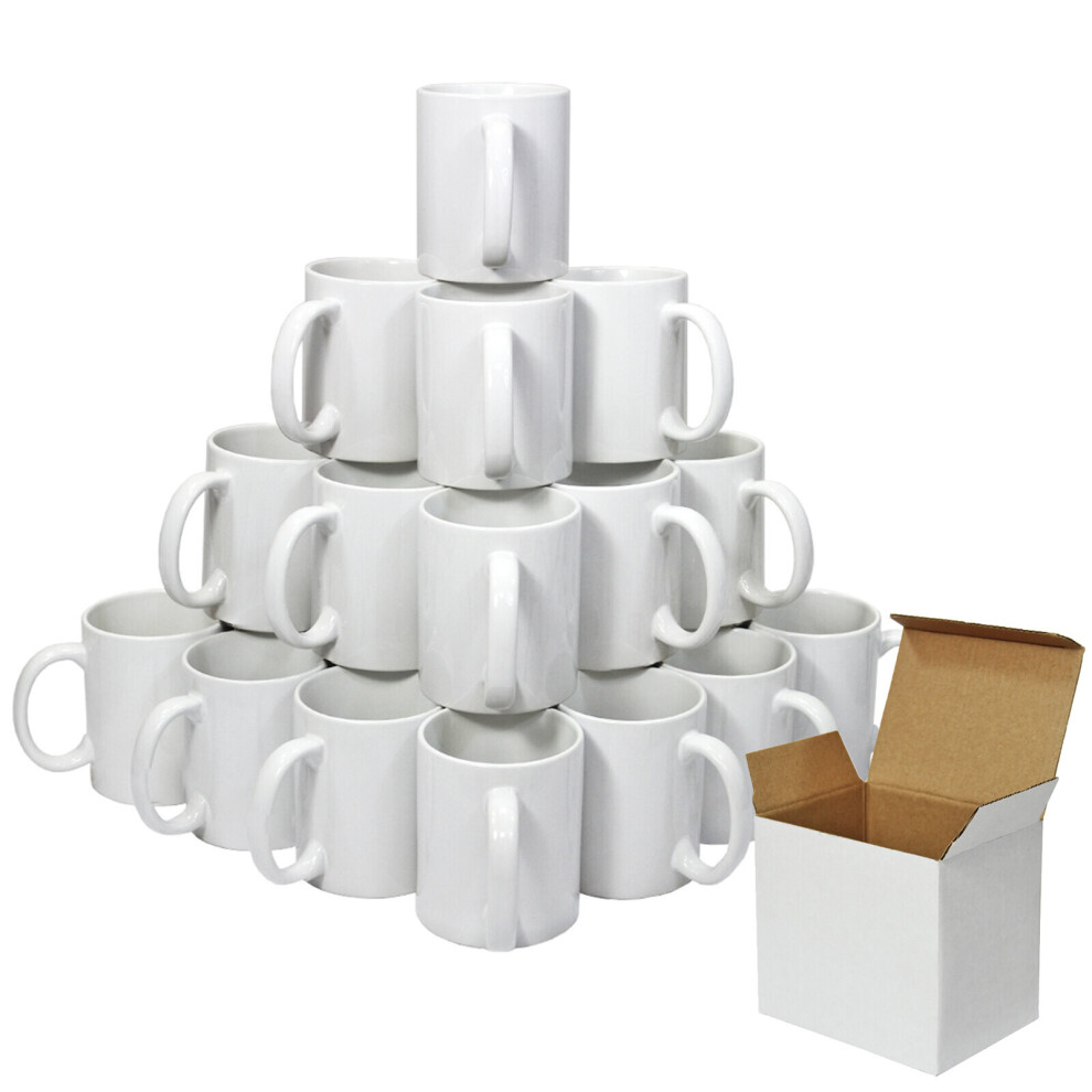 36 Sublimation Mugs White 11oz Coated Cup Blank Heat Press Printing Transfer Box