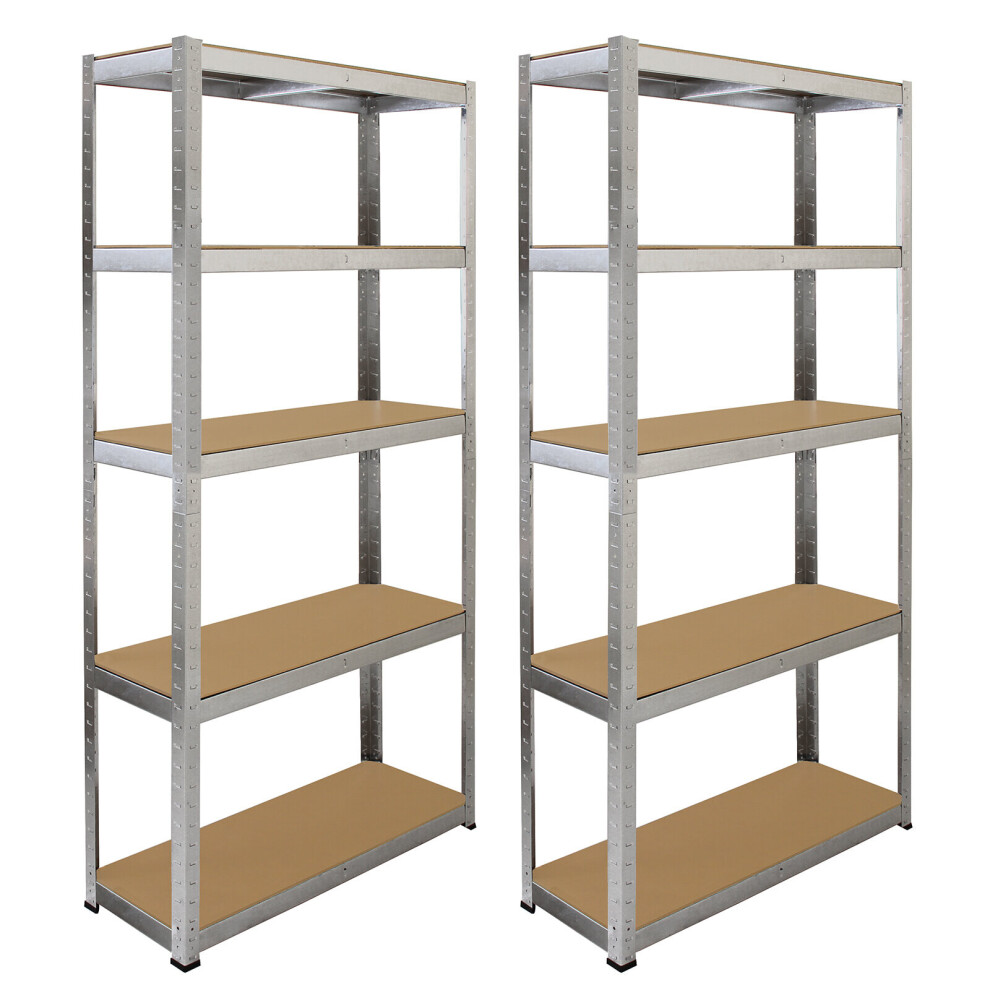 2 x Galvanised Steel Shelving Heavy Duty Storage System Shelf Garage 5 Tier Bays