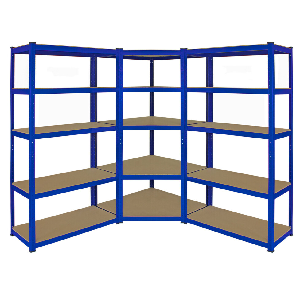 1 x Corner Racking Garage Shelving 2 x 90cm Bays Metal Heavy Duty MDF Shelves