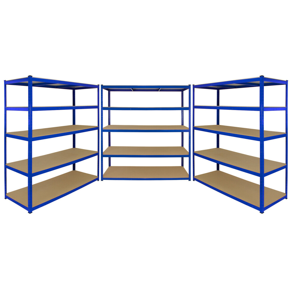 3 Bay Garage Storage Shed Shelving Metal Unit 5Tier 160cm Wide x 60cm Deep T-RAX