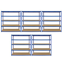 Monster Racking T-Rax 5 x bardzo szerokie półki magazynowe, niebieskie, 160 cm szerokości, 60 cm głębokości