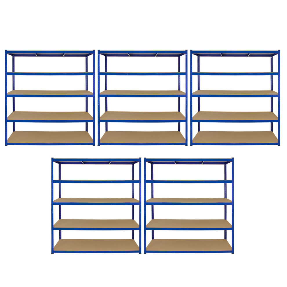 5 Bay Garage Storage Shed Shelving Metal Unit 5Tier 160cm Wide x 60cm Deep T-RAX