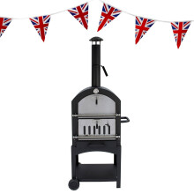 Outdoor Pizza Oven Portable Charcoal BBQ Smoker Cooker & Union Jack Flag Bunting