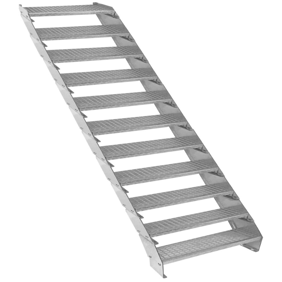 Metal Staircase 11 Section Adjustable Height Galvanised Steel Steps 90cm / 900mm