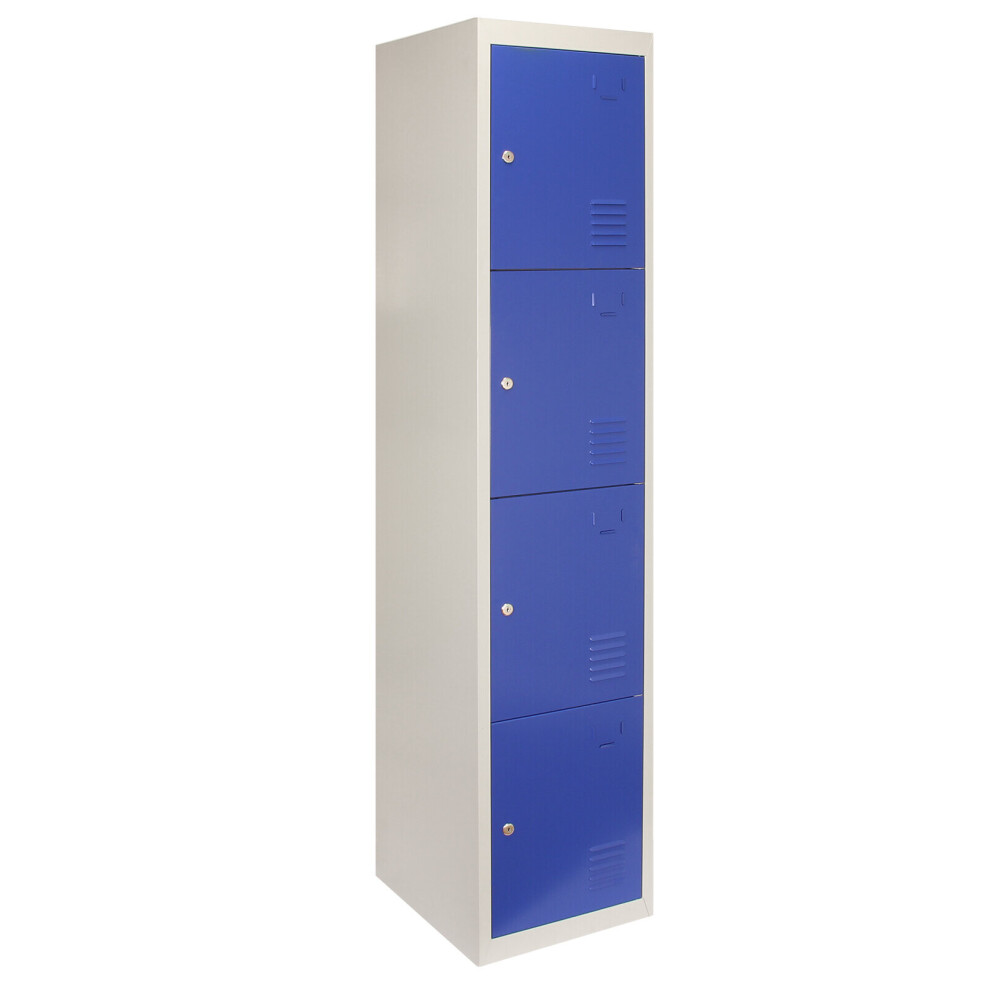Metal Lockers 4 Doors Steel Flatpack Storage Lockable Gym School Blue – 45cm D