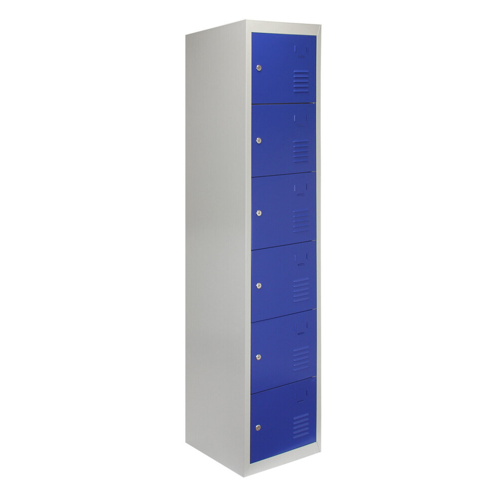 Metal Lockers 6 Doors Steel Flatpack Storage Lockable Gym School Blue – 45cm D