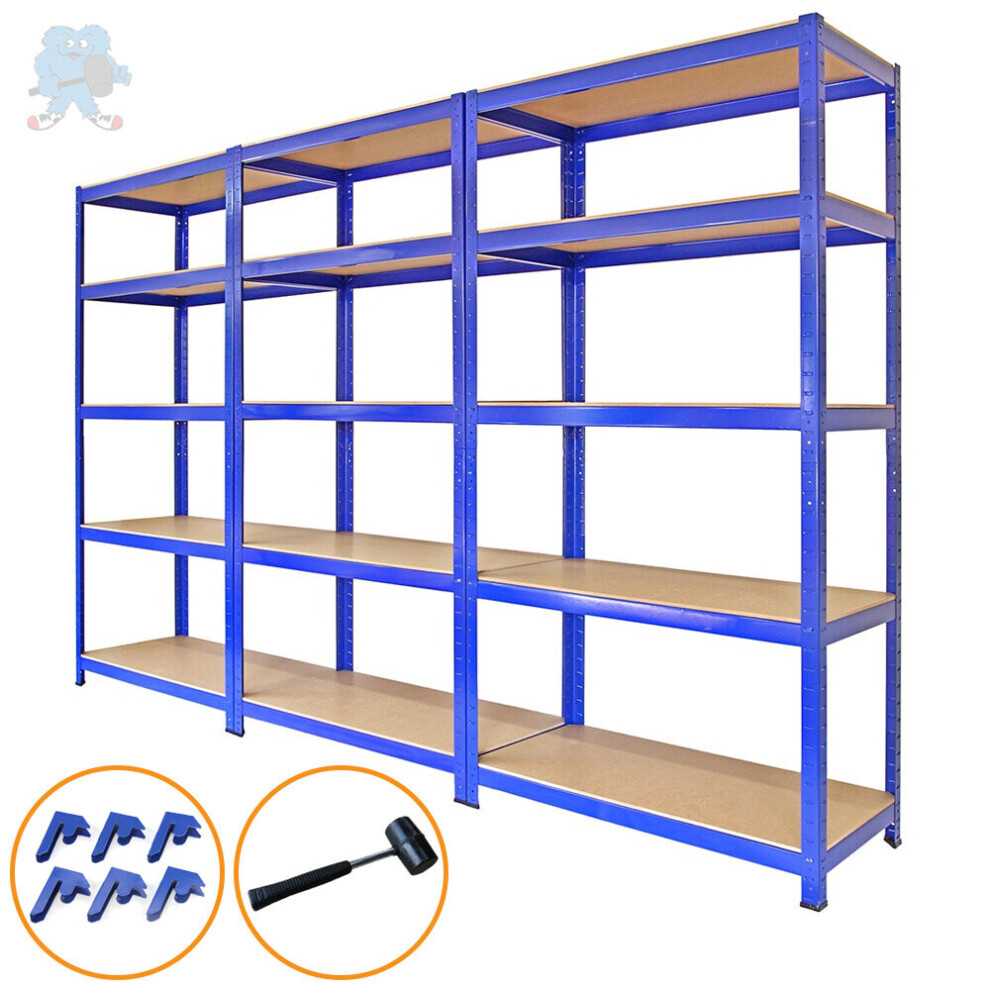3x Metal Racking 5-Tier Heavy Duty Shelves Garage Warehouse Shed Storage