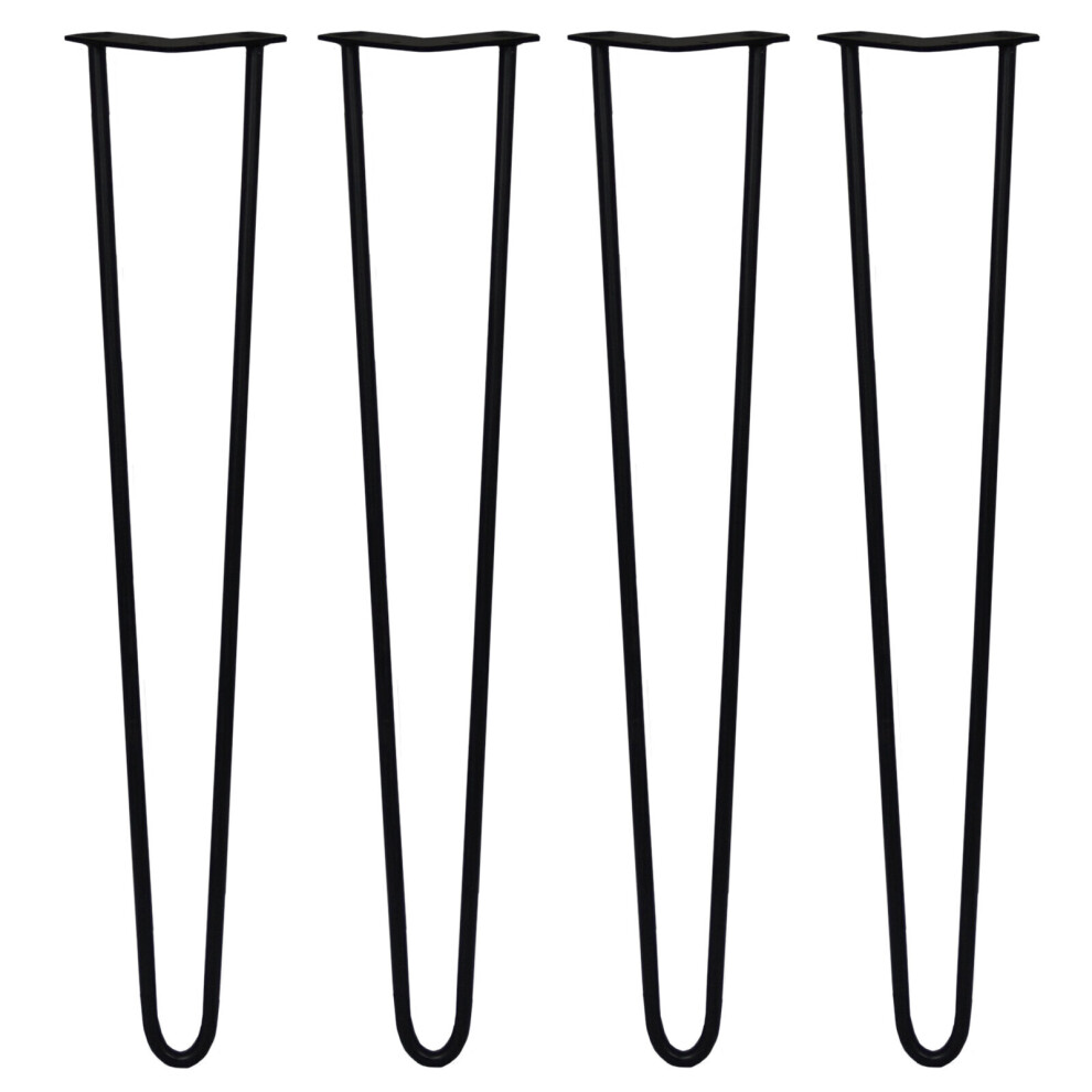 4 X Hairpin Legs / Hair Pin Legs Set Furniture Desk Table 28" 2 Prong 12Mm Black 5055986112723