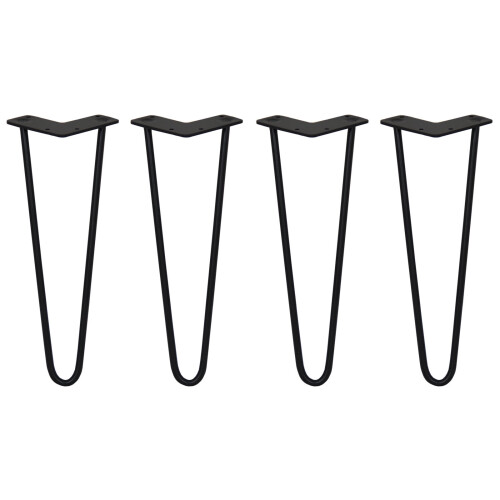 4 x 14" hårnåleben - 2-benet - 10 mm - sort