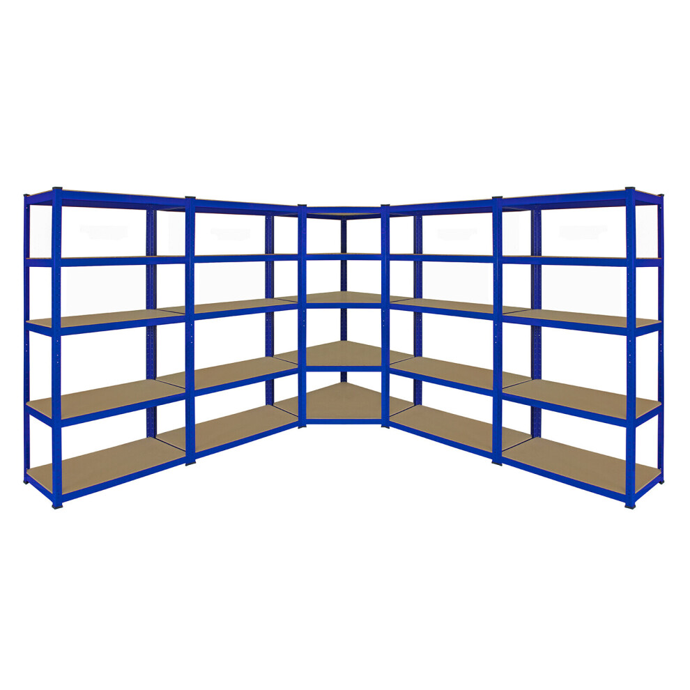 1 x Corner Racking Garage Shelving 4 x 90cm Bays Metal Heavy Duty MDF Shelves