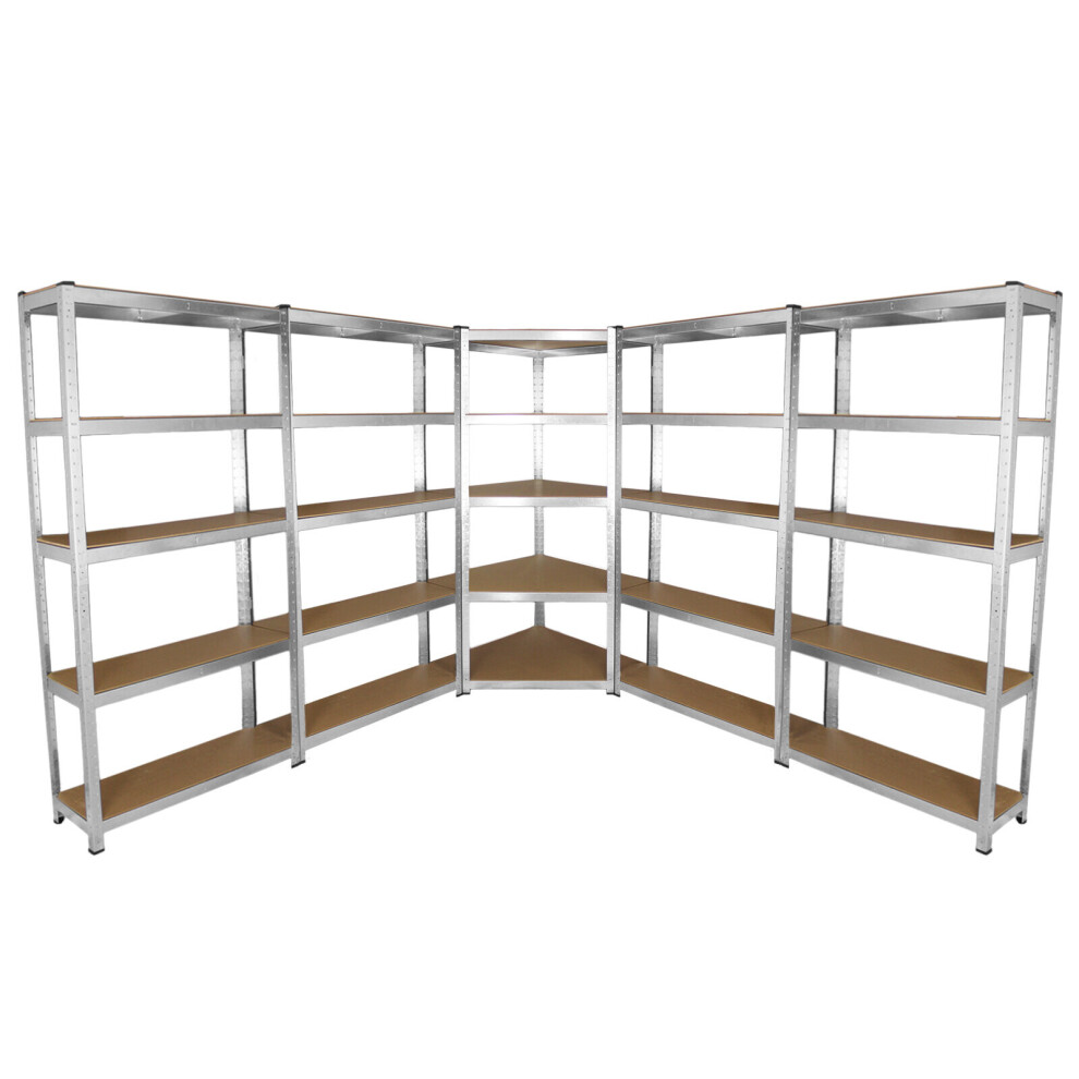 1 x Corner Unit & 4 x 90cm Shelving Bays / Galvanised Steel Shed Racking Bundle