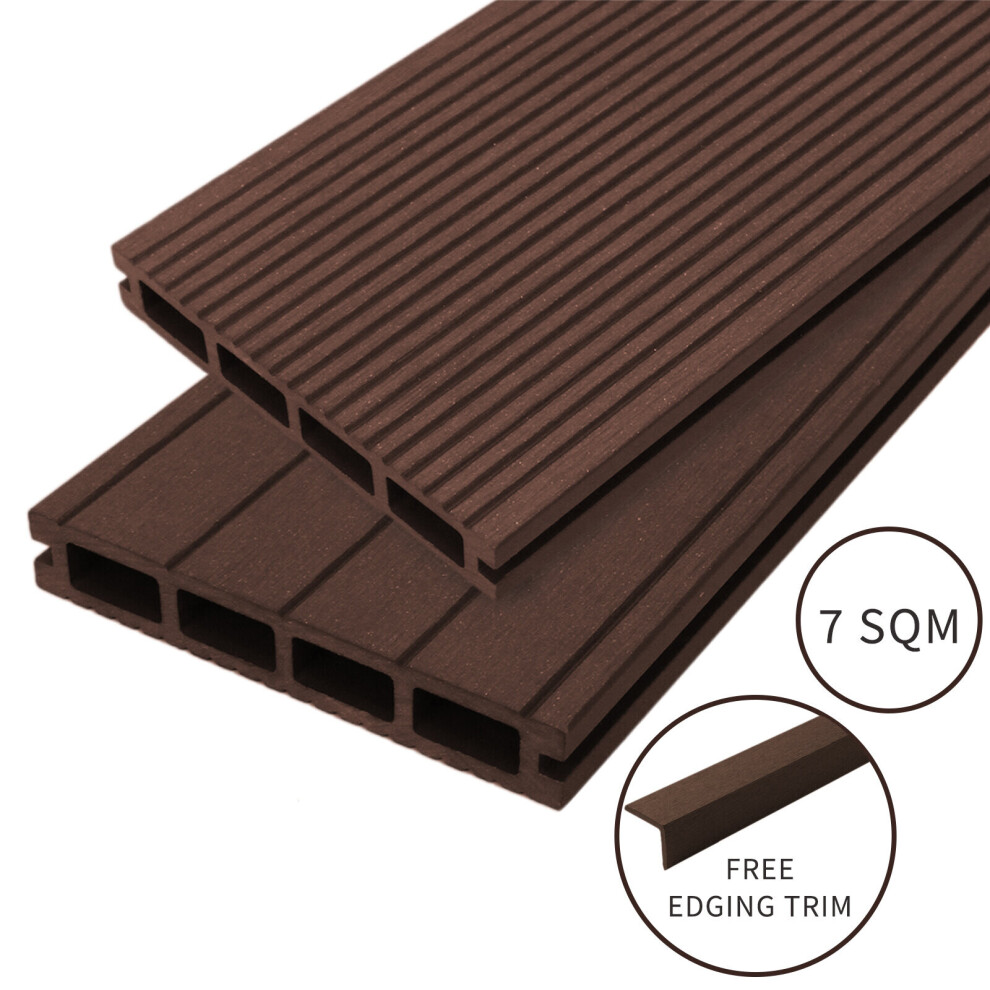 JardãÂ­ Brown Composite Decking Boards Edging Wood Plastic Fixings Pack / 7 Sqm Conker 7Sqm