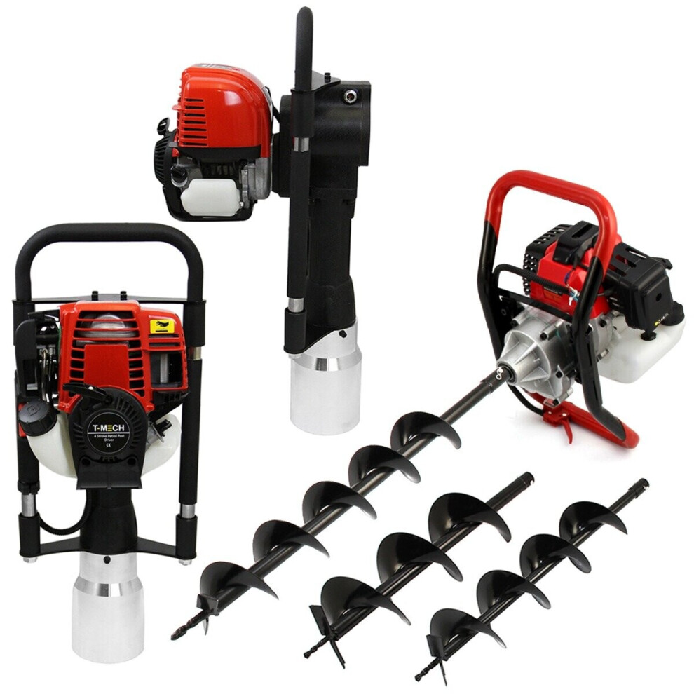 52cc Petrol Earth Auger Post Hole Borer & 4-Stroke Post Driver 120mm