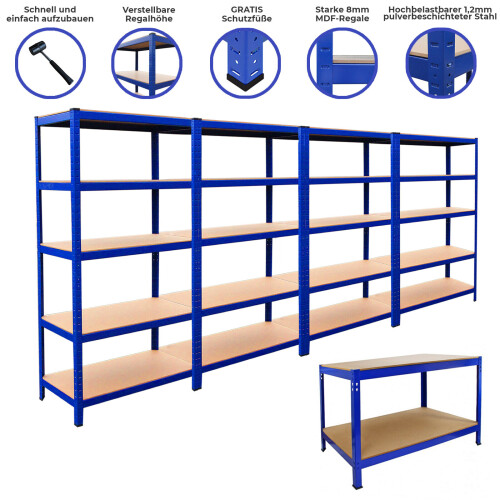 Monster Racking Garage Shed Storage Metal Shelving Units With 1 x Workbench