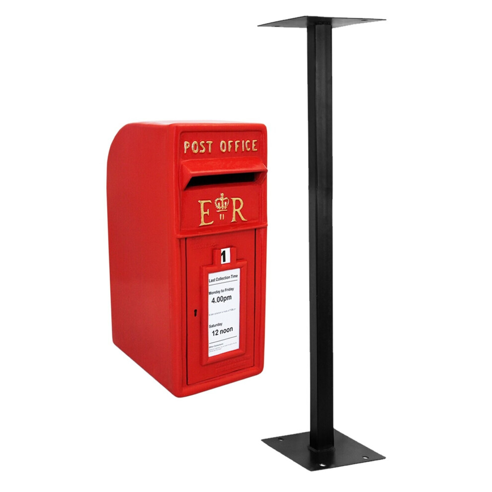 Royal Mail Post Box Cast Iron Pillar ER Letter Wall Mount Postal Floor Stand