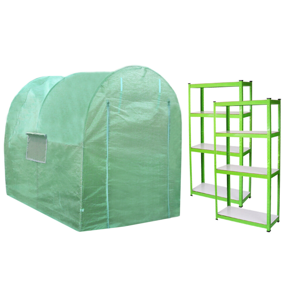 Polytunnel Greenhouse Walk In Galvanised Garden Racking Grow Tent 19mm 2 x 3m
