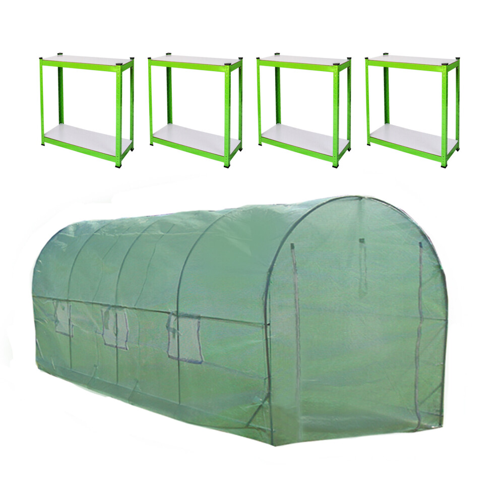 Polytunnel Greenhouse Walk In Galvanised Polytunnel Garden Grow Tent 25mm 6 x 3m