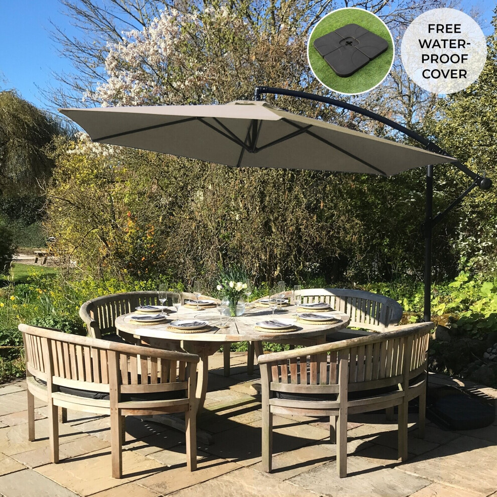 3m Garden Parasol Banana Hanging Cantilever Umbrella Crank Shade Patio Outdoor