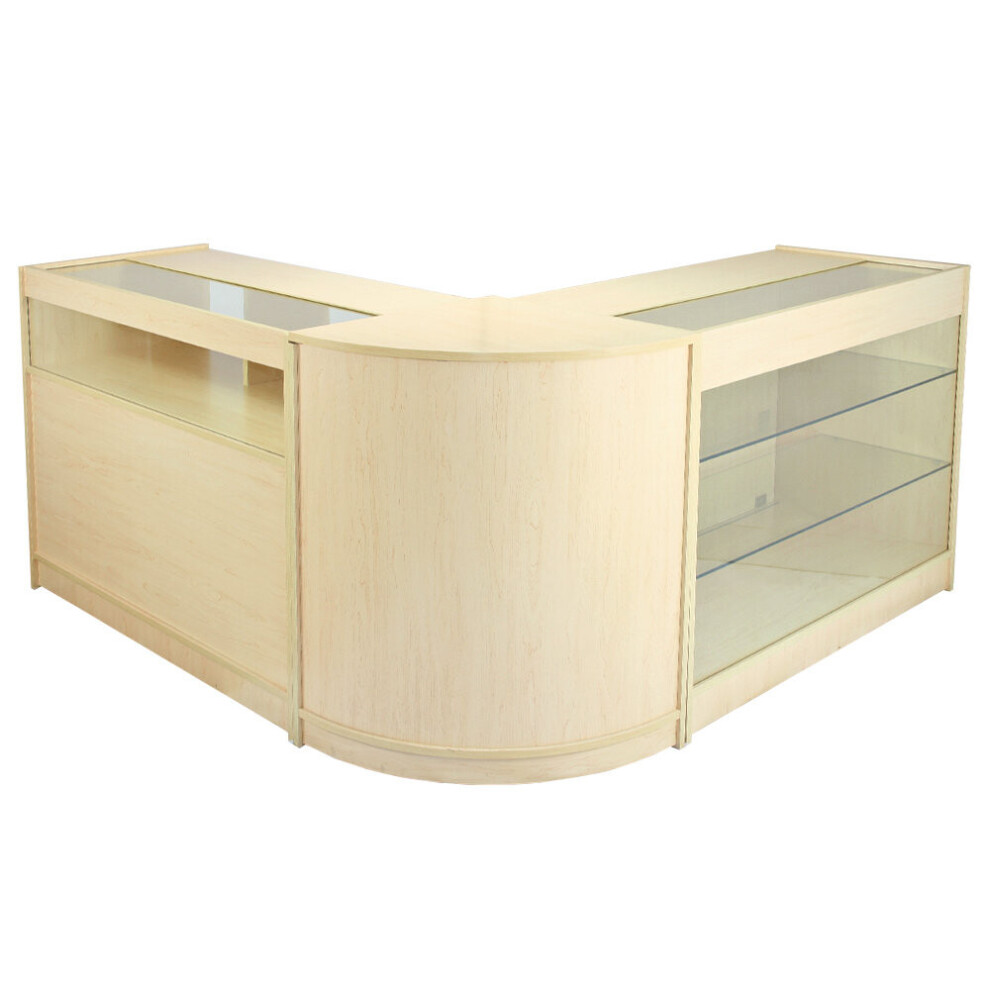 Shop Counter Maple Retail Display Storage Cabinets Glass Shelves Lockable Pisces