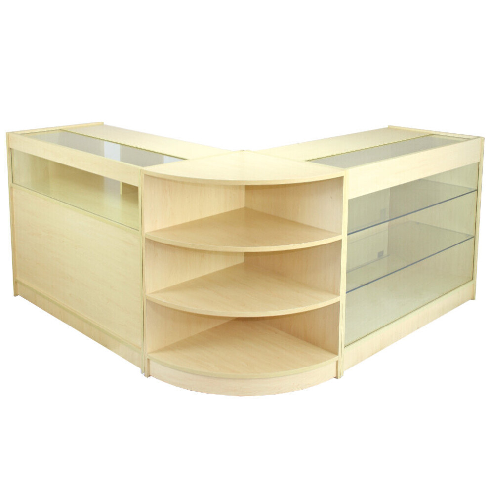 Retail Counter Maple Shop Display Storage Cabinets Lockable Showcase Aquarius