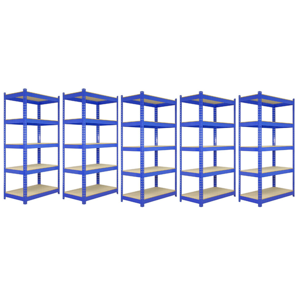 5 Racking Bays 90cm Warehouse Shelving Storage Garage Shelves Unit Steel 5 Tier