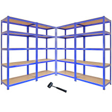 4 Scaffali in Acciaio Senza Bulloni T-Rax Blu Larghi 90cm per Garage