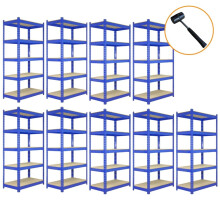 Monster rekken 9 x blauwe rekken eenheid 5 Tier Garage opslag magazijn rekken 90 x 45 x 180cm
