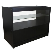 Shop Counter Schwarz Retail Display Storage Vitrine Schrank Glasböden C1200