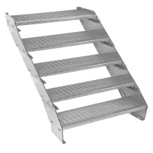 Metalltreppe mit 5 Abschnitten, höhenverstellbar, verzinkte Stahltreppe 90 cm / 900 mm