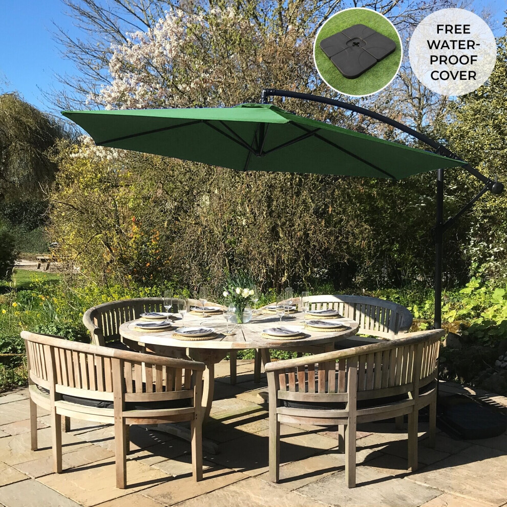 3m Garden Parasol Banana Hanging Cantilever Umbrella Crank Shade Patio Outdoor
