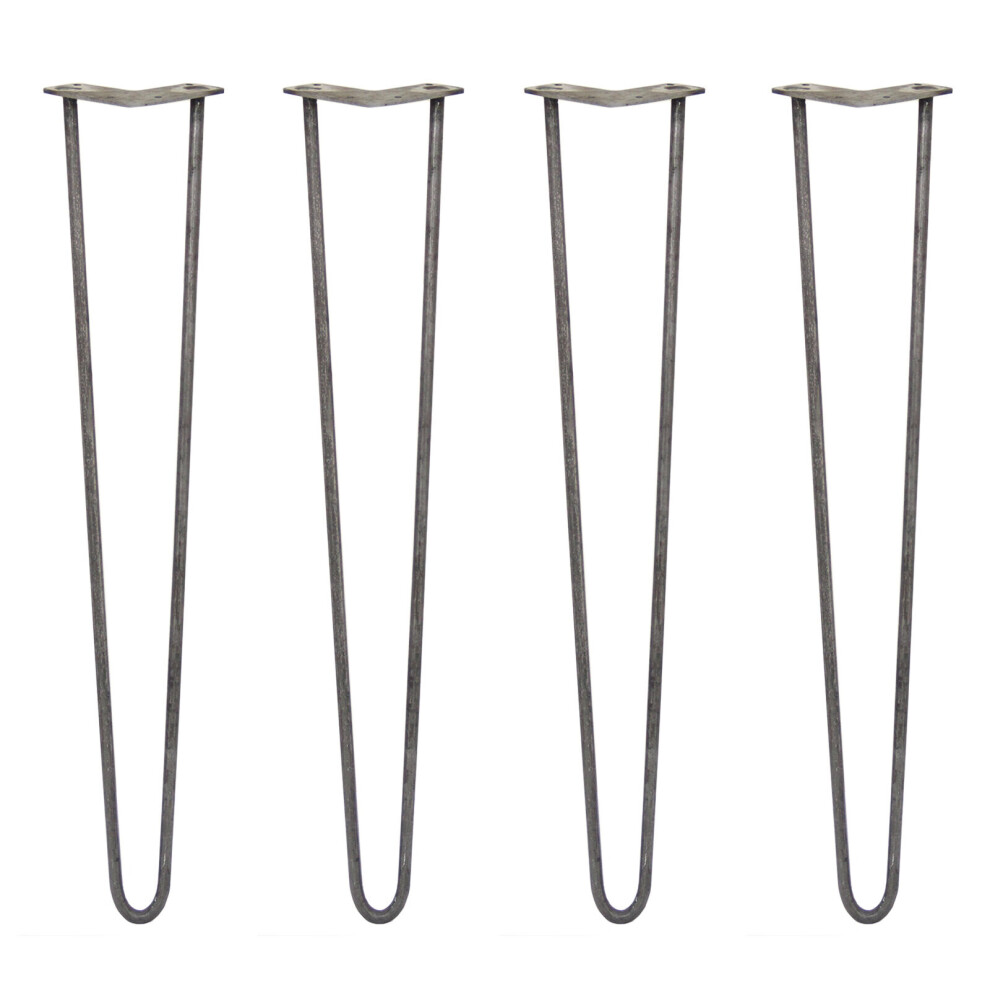 4 X Hairpin Legs / Hair Pin Set Furniture Desk Table 28" 2 Prong 12Mm Raw Steel 5055986112761