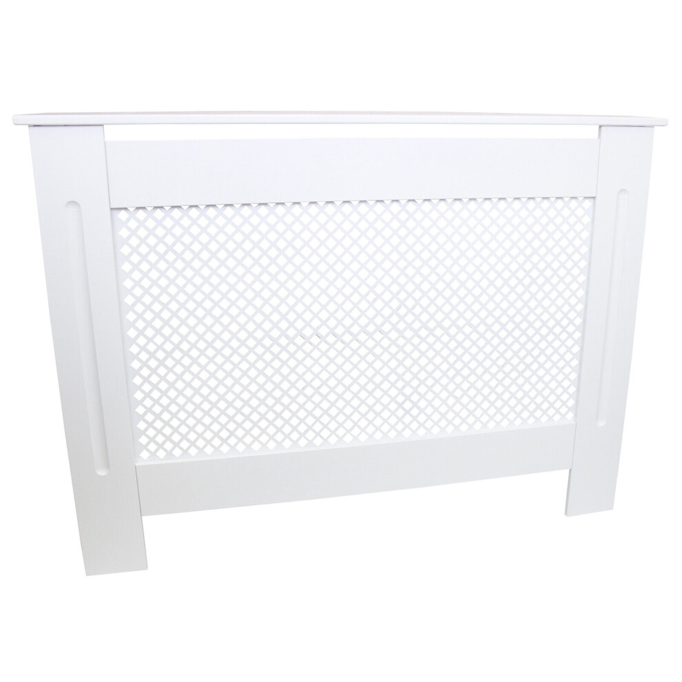 Radiator Cover White MDF Trellised Grill Modern Cabinet Shelf 1115mm
