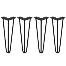 4 x Hairpin Legs / Hair Pin Legs Set Möbel Schreibtisch Tisch 14" 3 Prong 10mm Schwarz