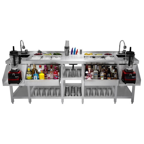 Doppel-Cocktail-Barstation Edelstahl Isolierte Eiswanne Spüle Glasspüler