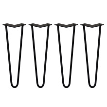 4 x Hairpin Legs / Hair Pin Legs Set Möbel Schreibtisch Tisch 16" 2 Prong 12mm Schwarz