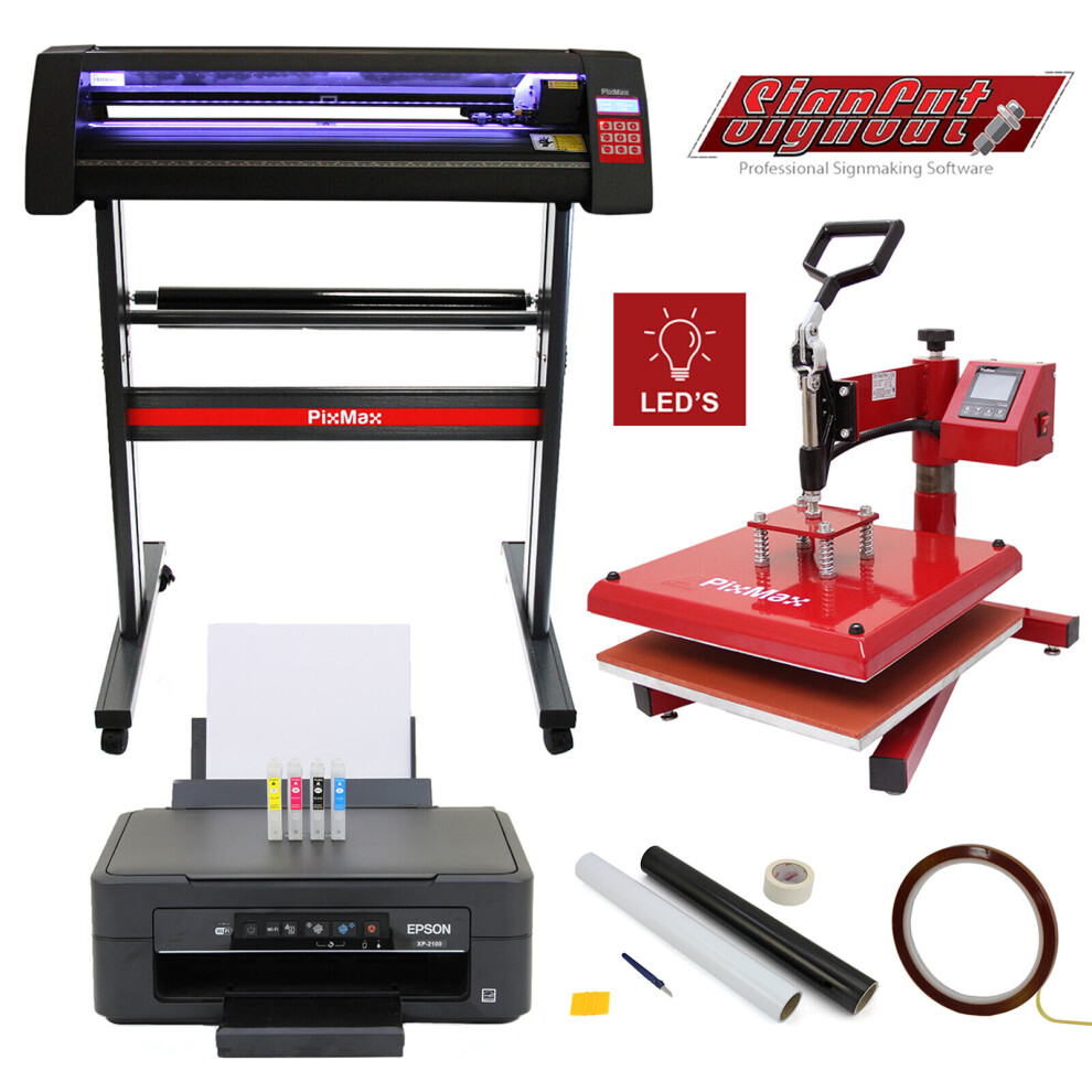 38cm Swing Heat Press, LED Vinyl Cutter, Epson Printer & Weeding Kit