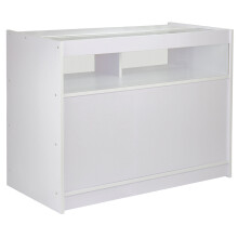 Retail 1/4 Glass Shelf Counter Shop Showcase Display Cabinet White B1200