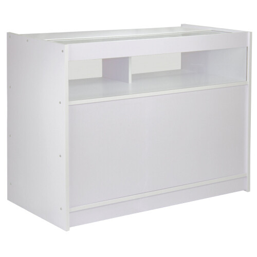 Bancone B1200 Bianco da Negozio e Reception Elegante Solido Robusto con Ripiani