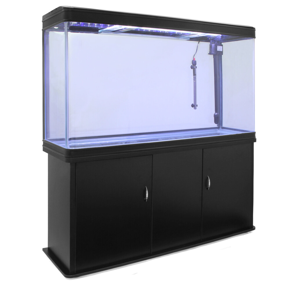 Fish Tank Cabinet Aquarium LED Light Tropical Marine Large Black 4ft 300 Litre